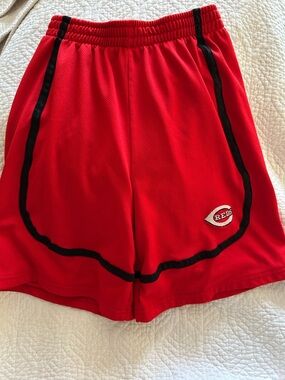 Kids Red Athletic Shorts with Black Trim - Reds Logo